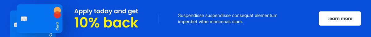Blue background with white placeholder text in Latin.