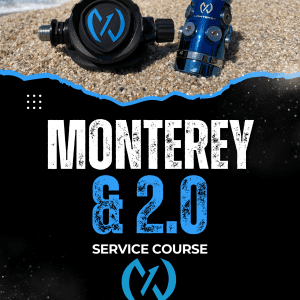 Monterey & 2.0 service course promotional graphic with tech-themed design.